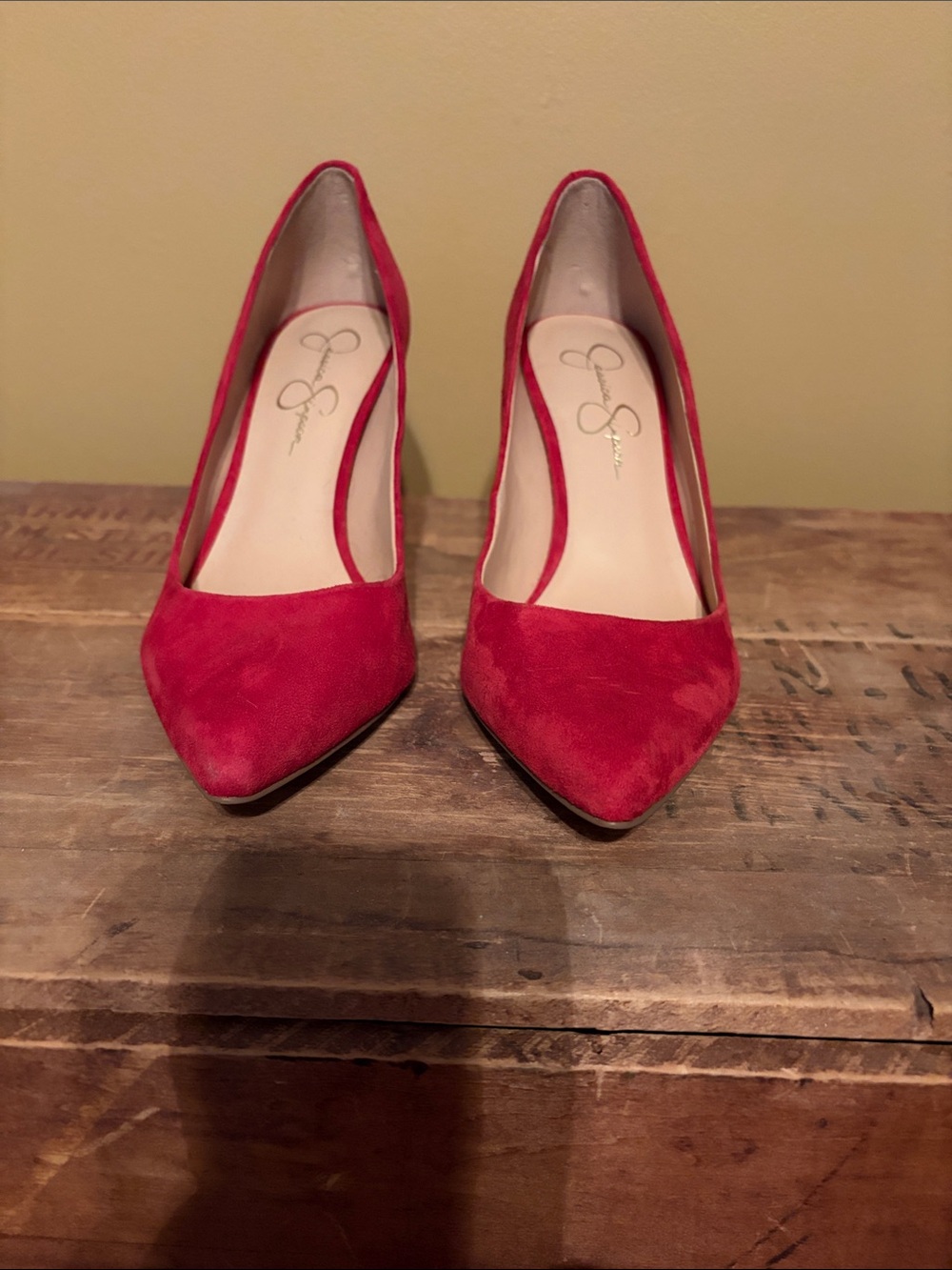 Jessica Simpson Red Pointed-Toe Suede Pumps